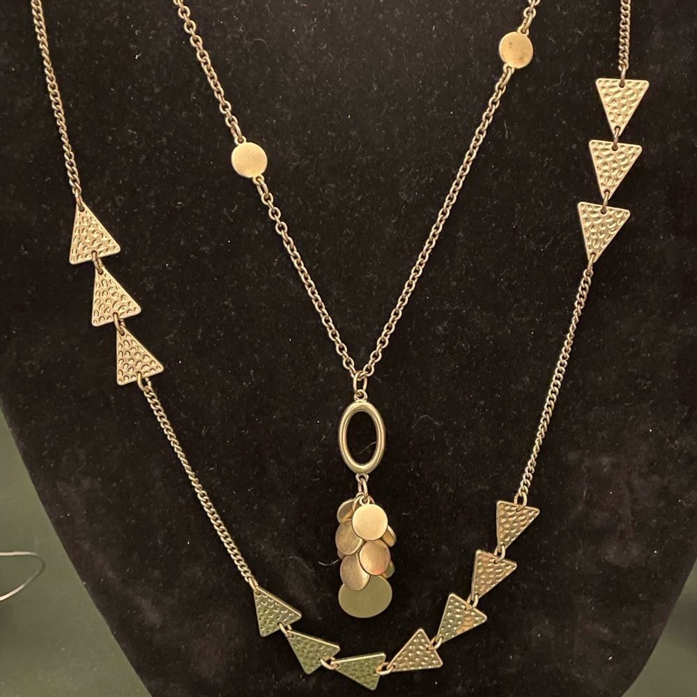 Premier Designs Gold Tone Geometric Convertible Necklace. 36 inches